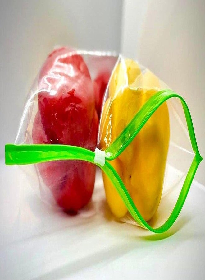 ZOXAR 15 Pcs Green Reusable Ziplock Bags - Medium 9"x10" | Freezer-Safe Food Storage Pouches for Fridge, Snacks, Vegetables, Travel & Kitchen Organization - Image 3